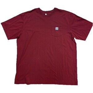 Carhartt Men's Red Loose Fit Tee-Shirt-Size 2XL Tall-Logo-Heavy Duty See Note